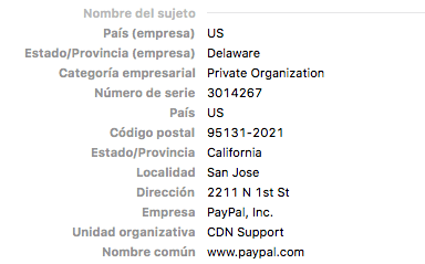 Información de certificado