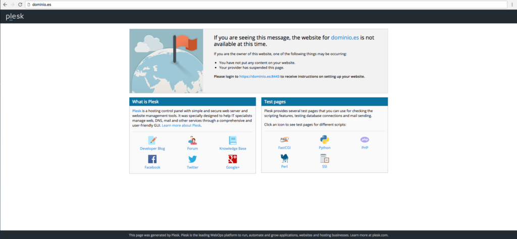 1. Pantalla de nuestro Hosting WordPress recién instalado.